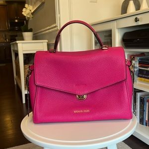 NWOT Michael Kors Pink Peppled Leather Top Handle and Crossbody Handbag